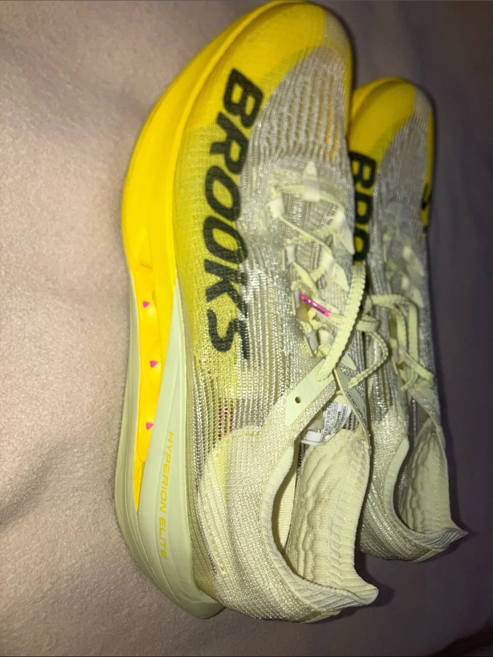 Brooks Yellow and Cream Hyperion Elite Running Shoes